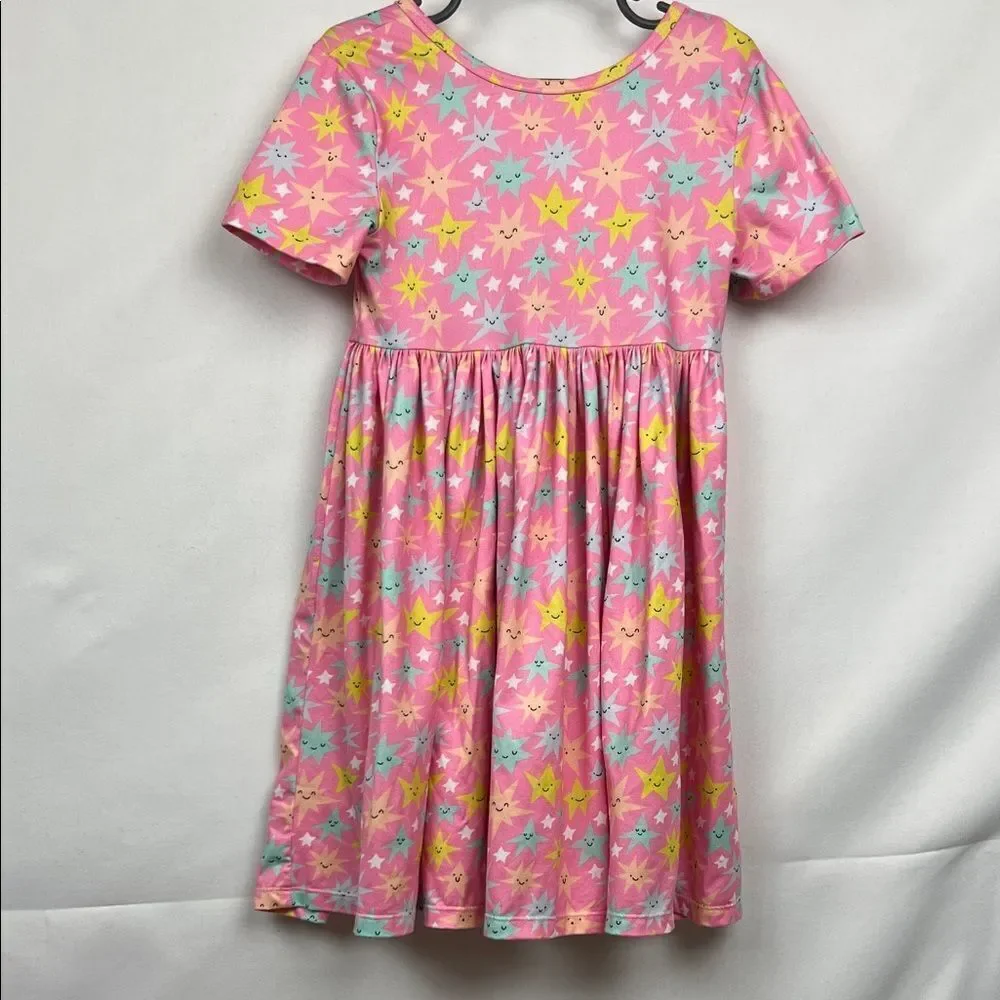 Mila and Rose pink short sleeve smiling star print twirl dress size 5-6